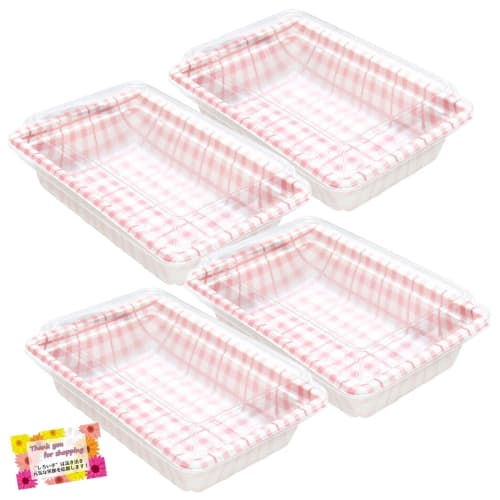 Cute, disposable lunch boxes made in Japan! Lunch Pack Pink Checkered Lunch Box with Lid, Microwave-Safe, Heat-Resistant, Large, 21.8 x 14.9 x 6.3 cm,