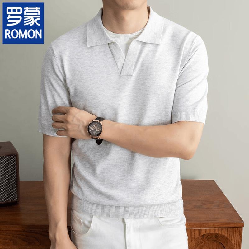 

ROMON Men s Knit Polo Shirt with Seagull Collar 48/M