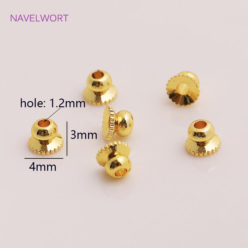 Brass Metal Beads Caps Spacer Beads For Bracelet Necklace Making Accessories 14K Real Gold Plated Separation Beads Wholesale