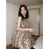 Foreign Style Polka Dot Contrasting Color Bow Neck Dress Women's Spring New Small Loose and Thin Short Skirt