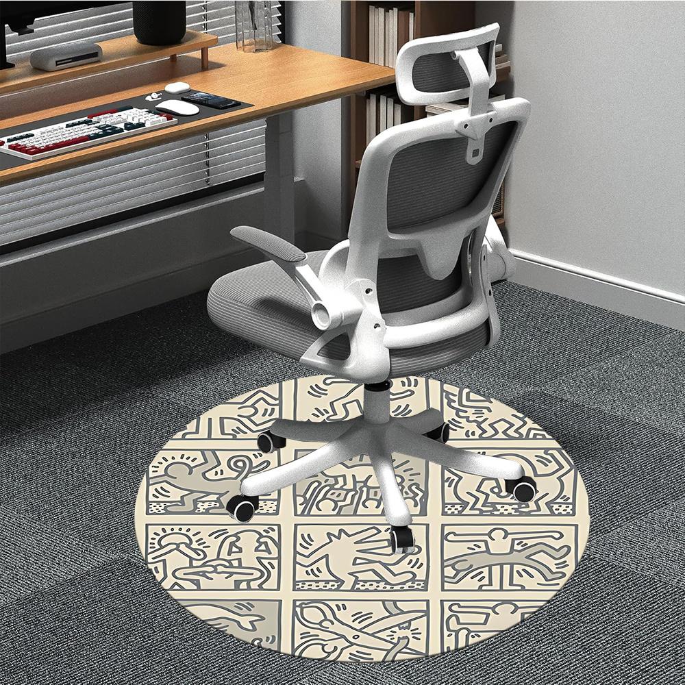 

1pc Street Art Office Round Area Rug, Indoor Mat Suitable ForOffice, Under Office Chairs Bedroom Living Room Home Decor, Room Decot243 80cm by 80cm