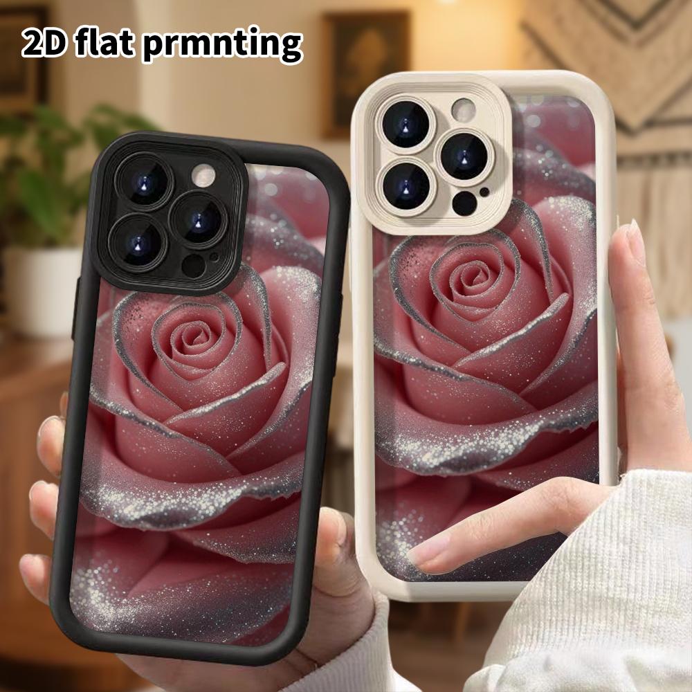 Phone Case: 2D flat, fits iPhone 18, 17, 16, 15, 14, 13 Pro, close-up of pink rose, perfect Christmas and Halloween holiday gift