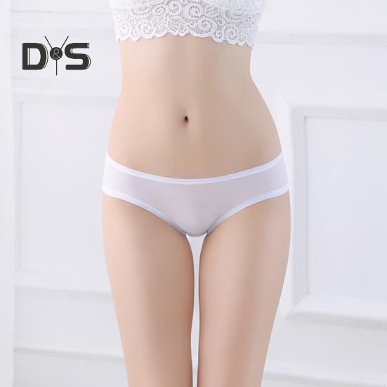 Sexy Transparent Mesh Briefs See Through Solid Color Ultra Thin Low Rise Panties Breathable Girls Underpants Daily Wear