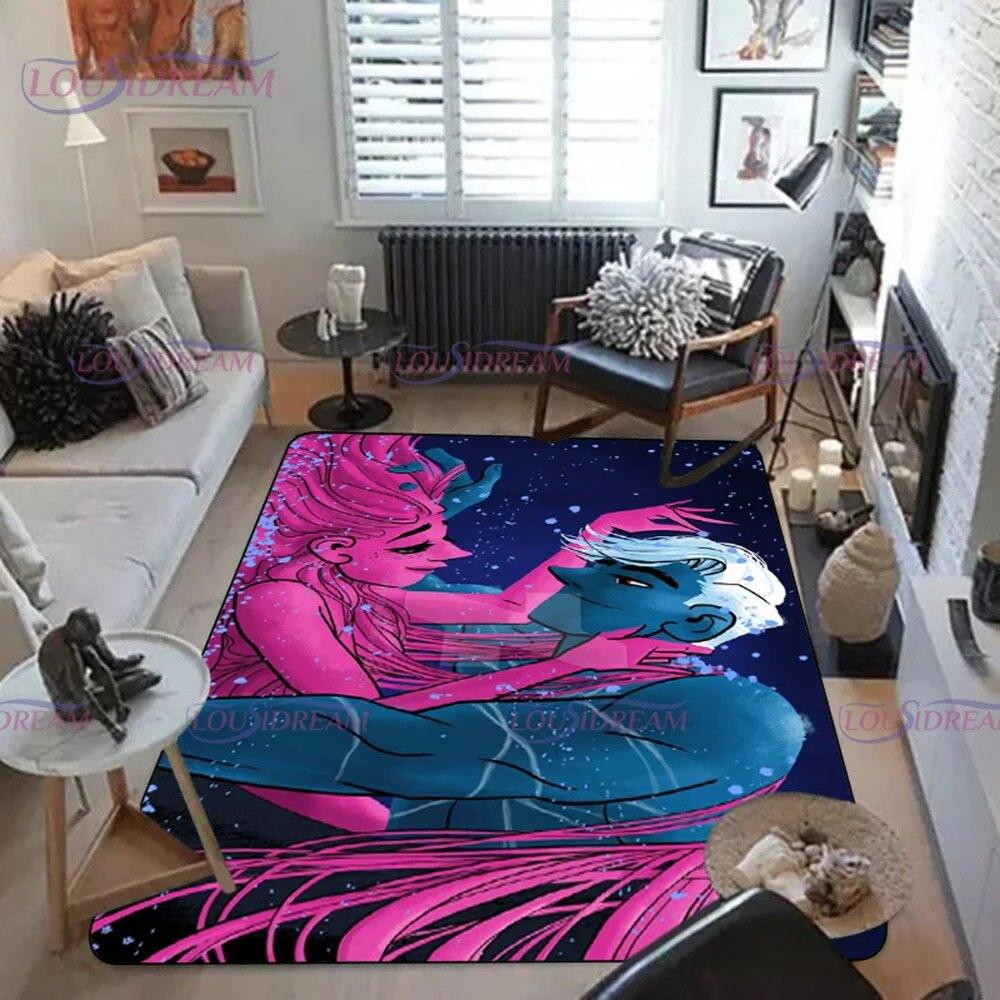 Cartoon Comics Lore Olympus Tištěný koberec Koberec do obývacího pokoje Ložnice Dekorace pohovky Šatna pro dospělé Protiskluzová podložka na podlahu