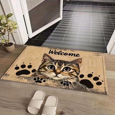 1Pcs Anti Fatigue Kitchen Rugs,Cute Cat Print Waterproof Non-Slip Thick Cushioned Kitchen Mat Heavy Duty Comfort Standing Mat for Kitchen