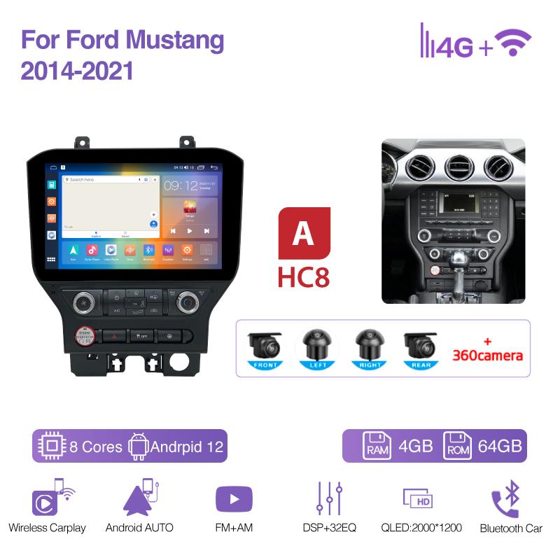 11.6Inch For Ford Mustang 2015-2025 GPS Navigation Radio Android13 8Core 8+256G CarPlay 4G 360Camera Car Multimedia Video Player