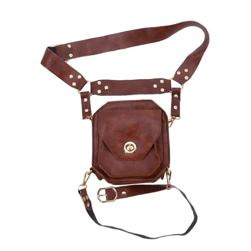 Borsa Quadrata a Vita in PU Punk Retro Borsa Quadrata Piccola Casual da Hip per Donna Crossbody Cross Multi-funzione Borsa da Gamba all'Aperto Phe