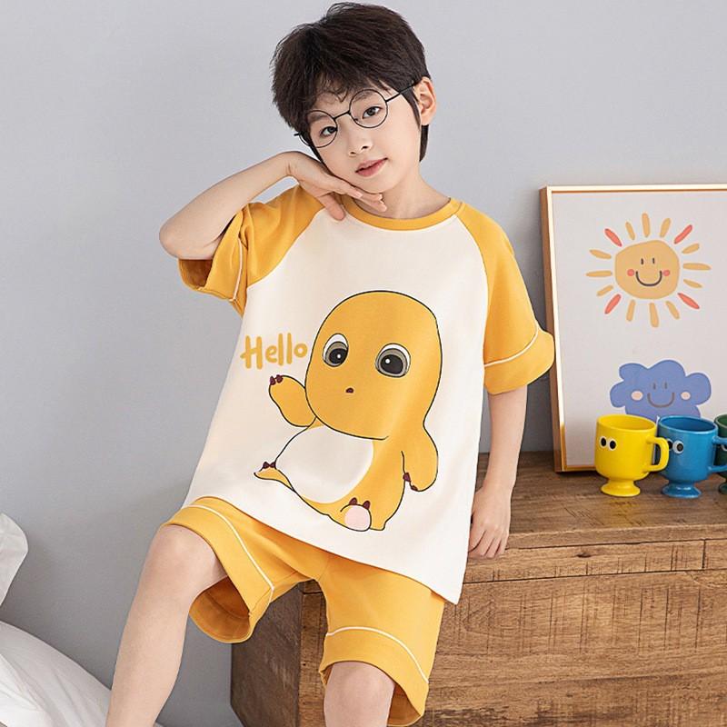 Boys Cotton Short Sleeve Pajama Set Lightweight Sleepwear Kids 8 Years Cartoon Print Home Outfit