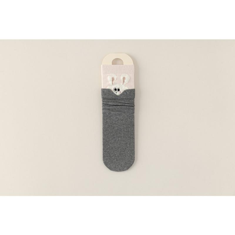 Autumn Three-dimensional Cute Cartoon Animal Plush Embroidery Double-seam Double-layer Mid-calf Socks, Personalized Pile Socks