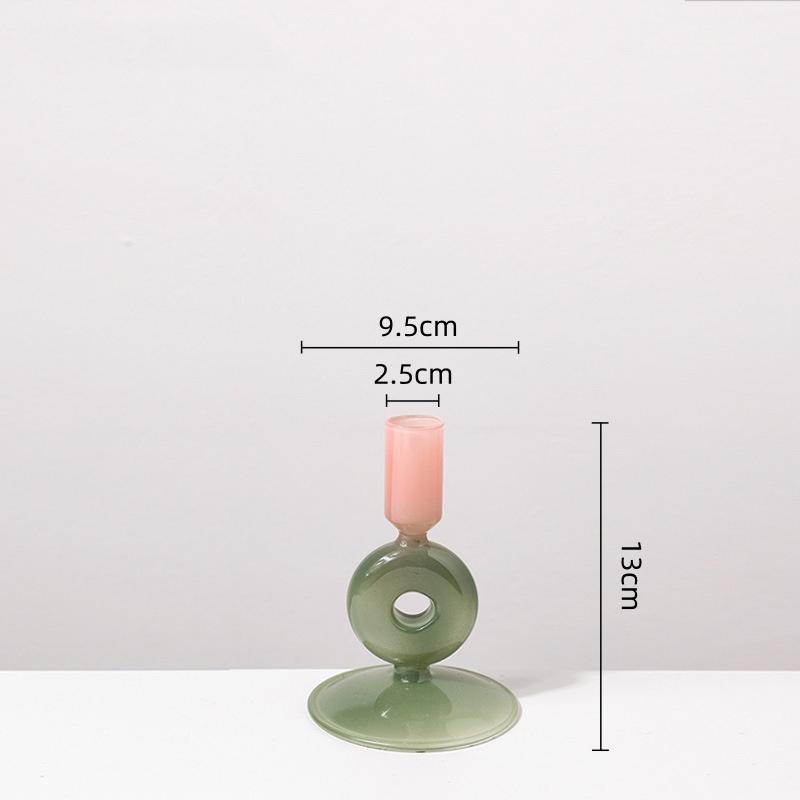 

Colored Glass Candlestick Geometric Gradient Candle Holder Stemmed Candlestick Home Decoration Wedding Table Centerpieces