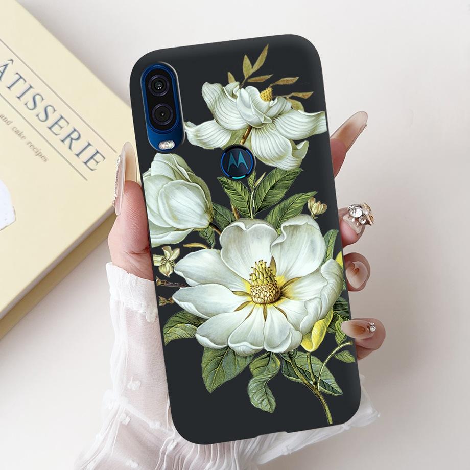 For Motorola One Vision One Macro Phone Case Motorola P50 Back Cover Soft Matte Silicone Slim Fundas Lovely Panda Rabbit Flower