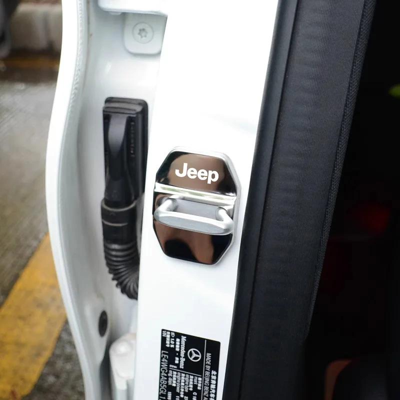 Für Jeep 4 Stück Auto Türschlossabdeckung Edelstahlkappe Auto Zubehör für Jeep Grand Cherokee Wrangler JK Gladiator Compass