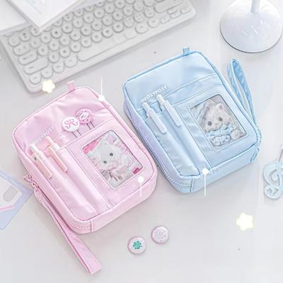 Large Capacity Stationery Scrapbook Organizer for Kids Casual INS Aesthetic Solid Color Pencil Bag Cute Multi-Pocket Pencil Case