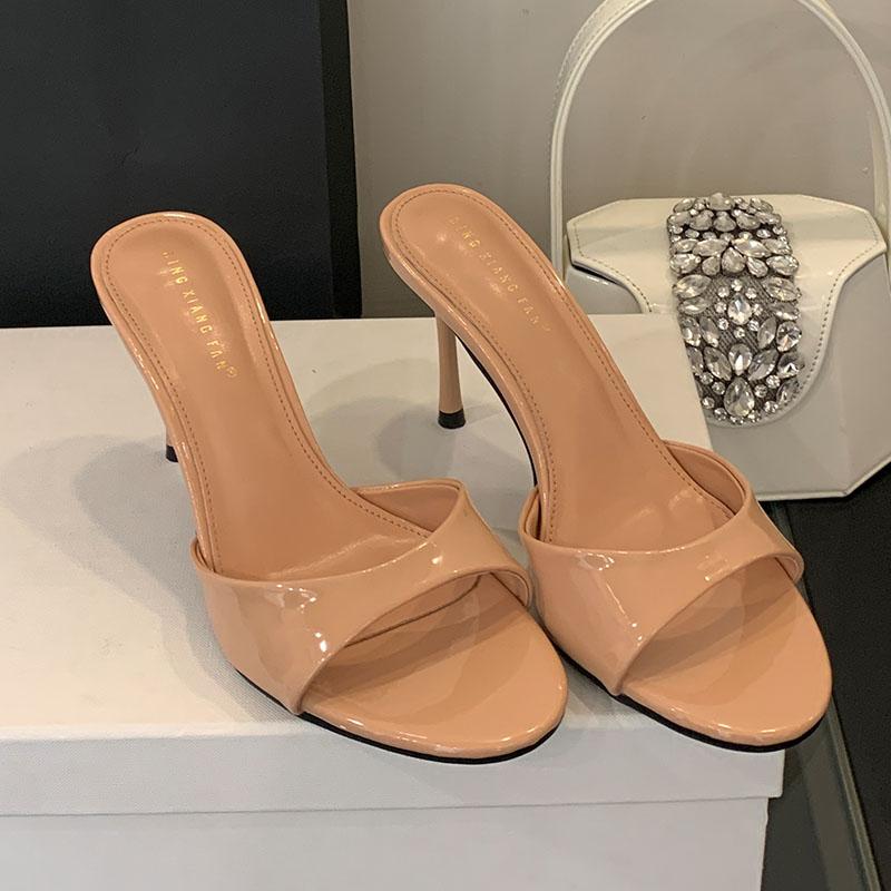 Fashion Luxury Female Slides Footwear Ladies High Heels Pumps Shoes 2025 New Fashion Round Toe Slip On Women Stiletto Heels Shoes