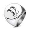 Vintage 22MM Round Stainless Steel Ring 26 Initial Letter Minimalist Unisex Finger Ring