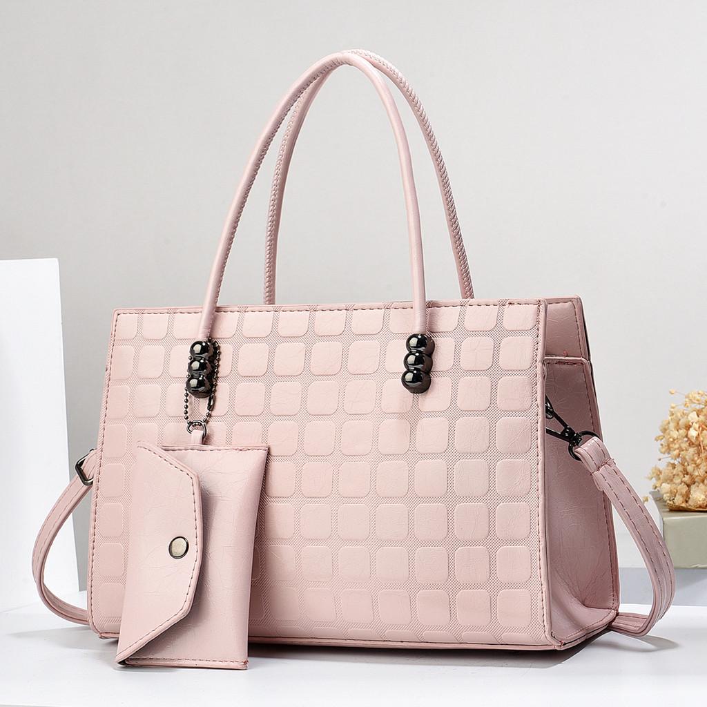 Elegant Pu Leather Tote Bag With Trendy Plaid Design Ideal For Everyday Outfits In Multiple Colors