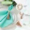 2Pcs Wood Bead Napkin Rings Handmade Weddings Country Dinner Table Napkin Holder with Tassels Bead Home Kitchen Table Decoration