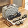 Black pottery travel kung fu tea set portable business gift set creative ceramic cooling pot set