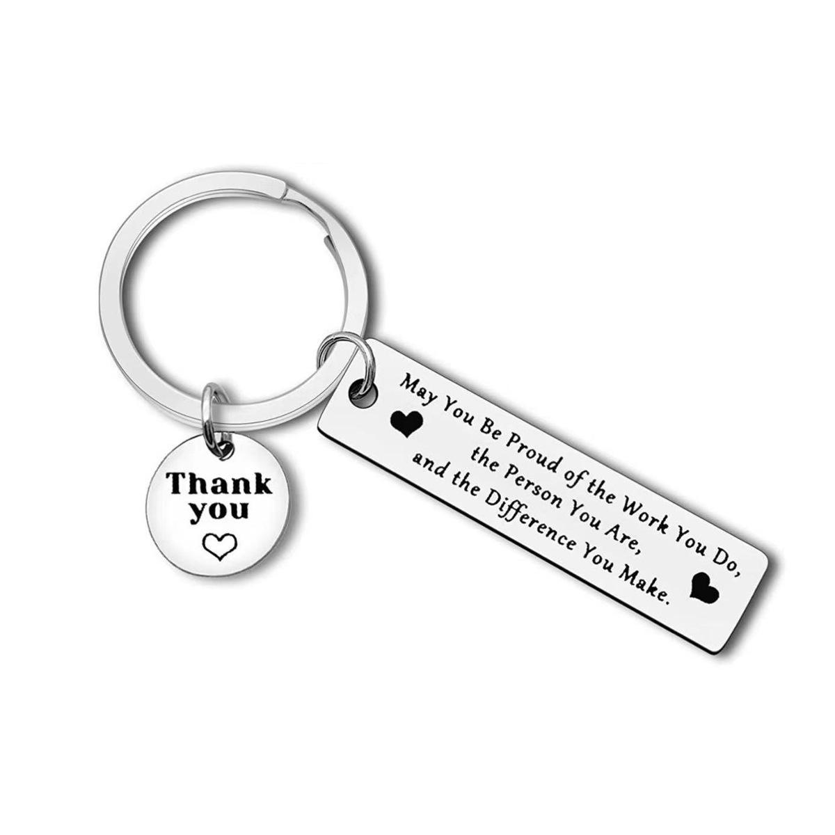 Stainless Steel Keychain Grateful Inspirational for Colleagues Teachers Holiday Gift Stainless Steel Keychain for Backpack Bag Pendant 3*3CM