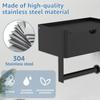 Stainless Steel Toilet Paper Holder Self-Adhesive Wall-Mount Bathroom Tissue Rack with Storage Box for Home Bathroom Accessories