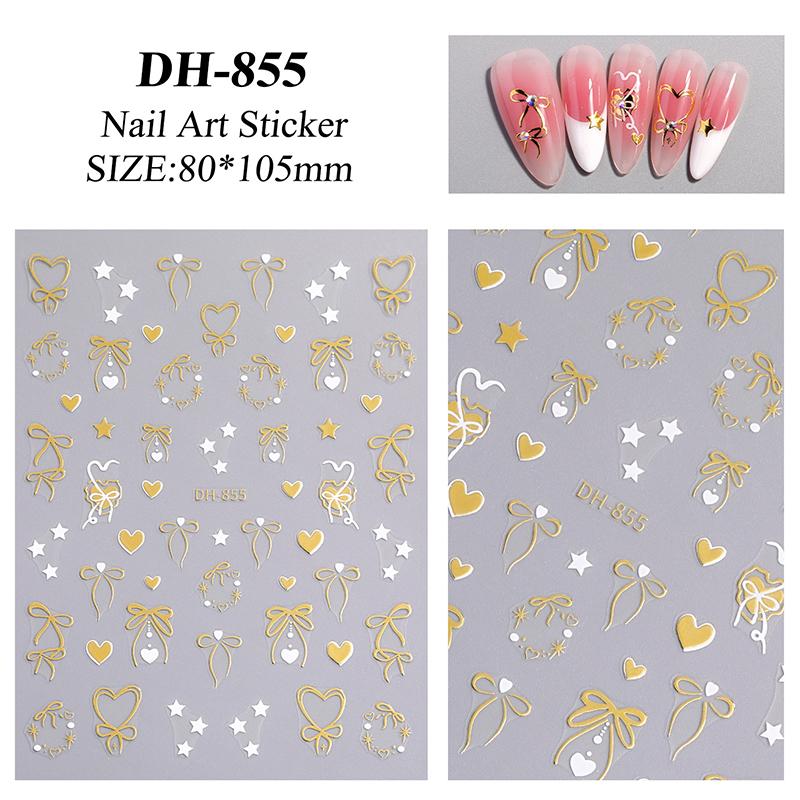 Nails Charming Decoration Shiny Glitter French Lines Nails Stickers Waves Curve Ribbon Silver Gold Stripes Manicure Decals