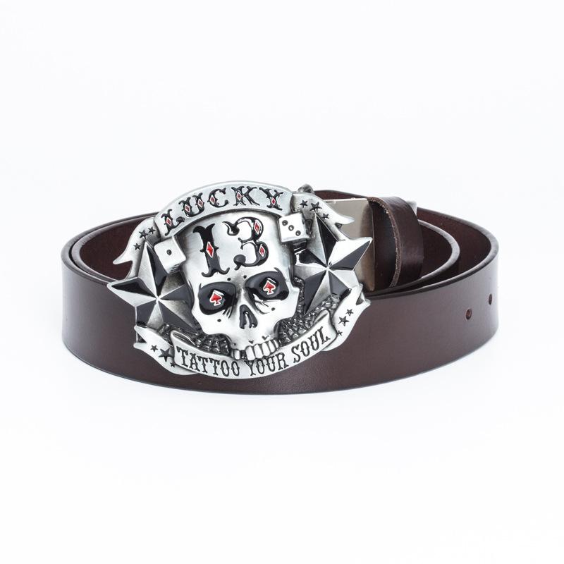 

Модный мужской ремень с пряжкой в виде черепа в стиле ретро, персонализированный ремень 130cm