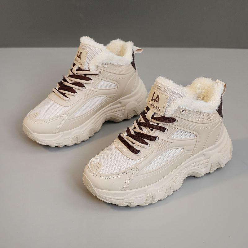 

ZY7829 средние кроссовки женские новые бархатные верхняя одежда однотонные осенне-зимние снежные хлопковые туфли повседневные спортивные толстая подошва 35 хаки