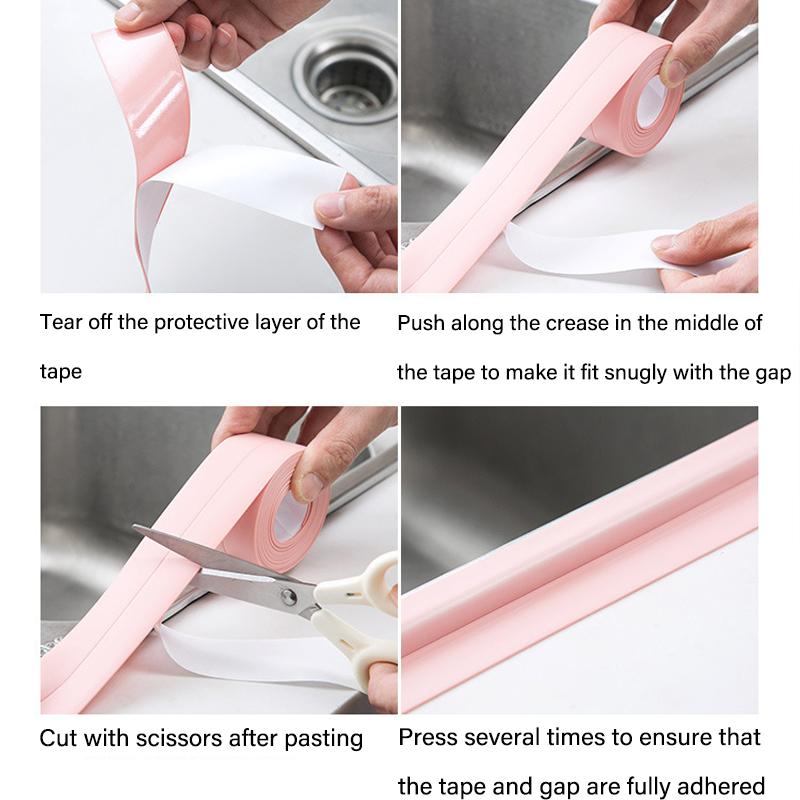 2PCS Sealed Self-adhesive Waterproof PVC Sticker Self-adhesive Tape Bathroom Shower Sealing TapeForKitchen Shower Sink Tools