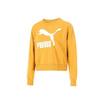 Color Block Logo Printed Sports Crewneck Sweatshirt Women Sweatshirt Yellow 531382-37