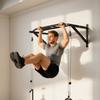 Wall-Mounted Pull-Up Bar Multi-Grip Fitness Bar with Cable Pulley System, 200kg Load, Steel 126x60x45.5cm, Black