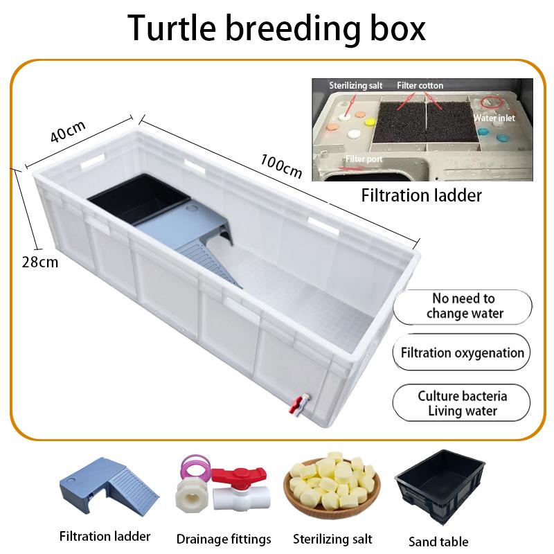 Household Terrariums Large Turtle Breeding Box Aquarium Amphibious Ecological Transport Box Thickened Turtle Tank with Drainage