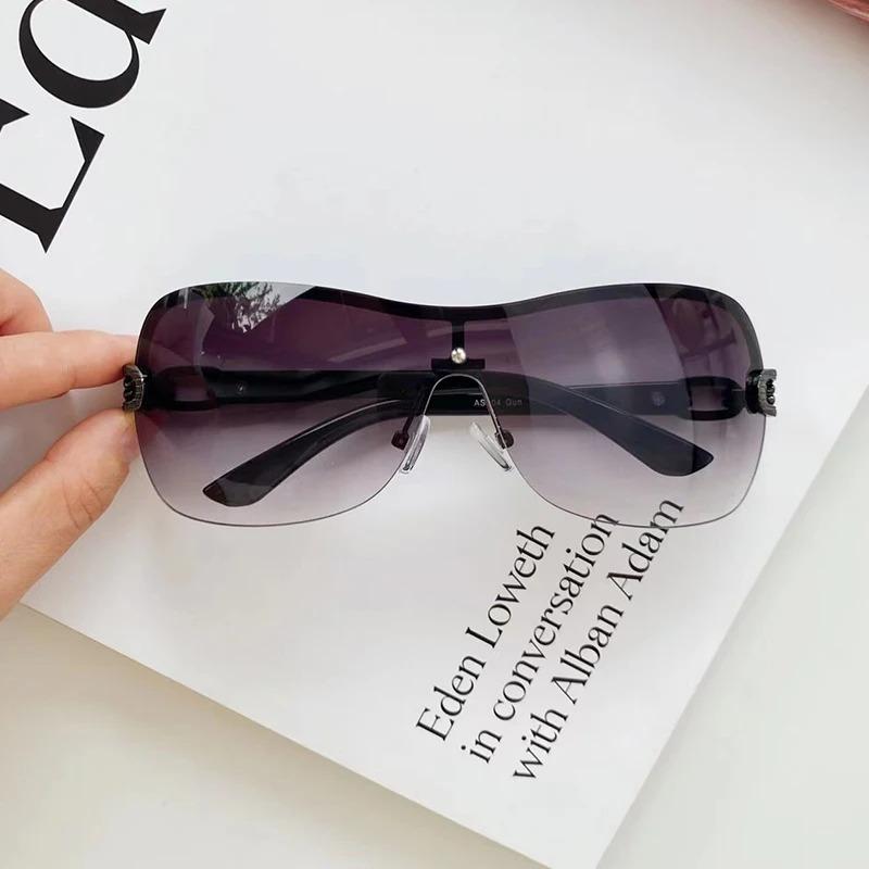 Damen Luxus Sonnenbrille Vintage Gradient Style Sonnenbrille Herren Randlose Pilotenbrille Unisex Brille für Spicy Girls