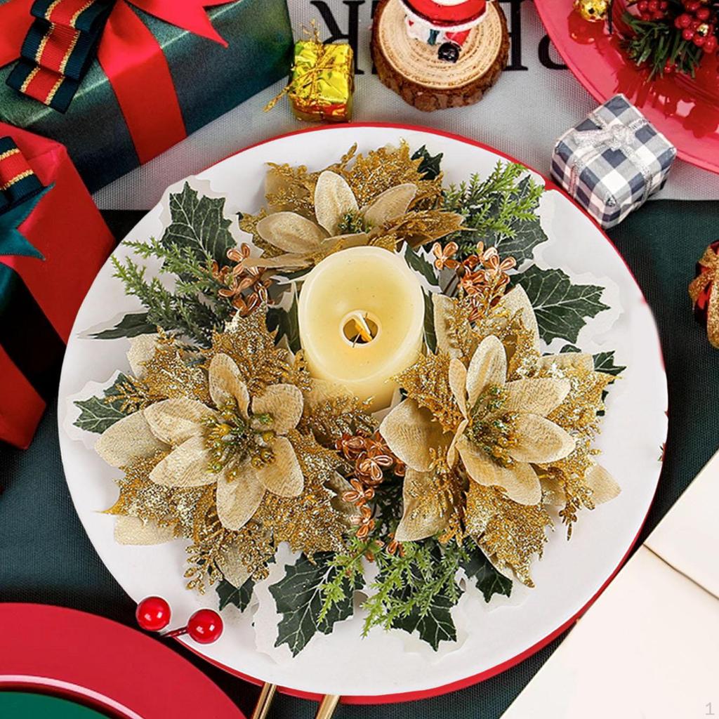 Arreglo de Velas para Navidad, Centros de Mesa de Corona Decorativa