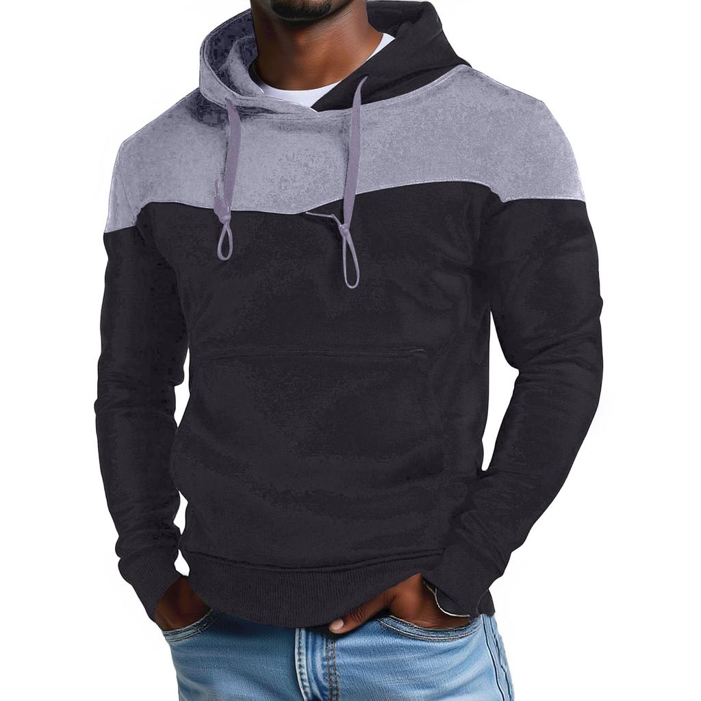 Men's  Leisure  Two  Colors  Splicing  Sports  Leisure  Long  Sleeves  Hoodie