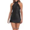 Europäischer & Amerikanischer Stil Schwarzes Neckholder Ärmelloses Enganliegendes Kurzes Kleid