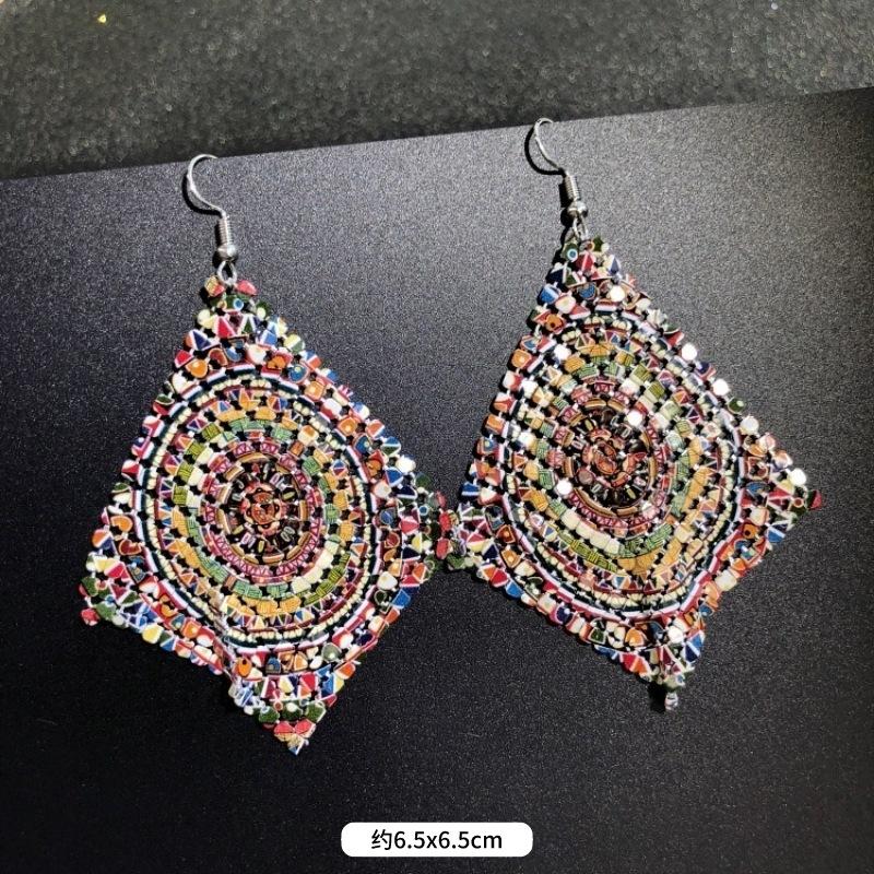 

Trendy personality shiny piece earrings women s exaggerated light luxury fringed diamond stud earrings long versatile earrings