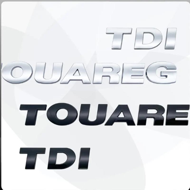 Car Styling ABS Chrome Silver Black Sticker V6 V8 Displacement Badge TDI Font Car Tail Emblem Badge Decal For Touareg Car Accessories