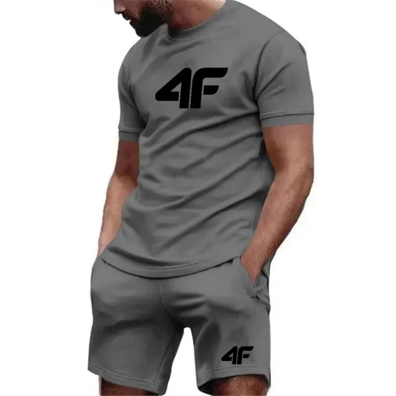 

Чоловічий спортивний комплект з 2 предметів: футболка та шорти 4F, дихаючий чоловічий літній топ з коротким рукавом 6XL