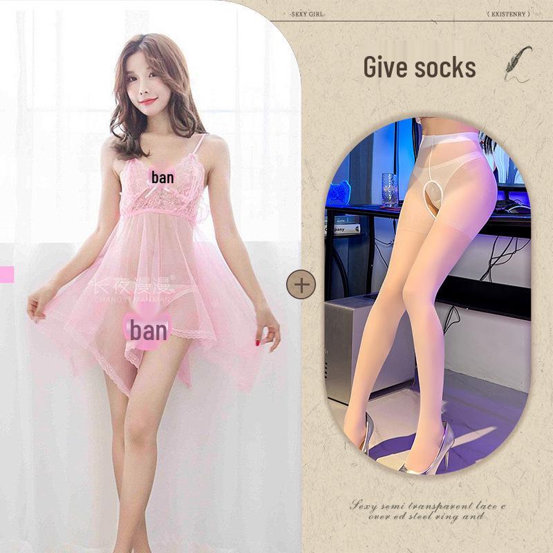 Damska Seksowna Bielizna z Siateczki i Koronki - Przezroczysta Koszula Nocna Plus Size na Wszystkie Sezony