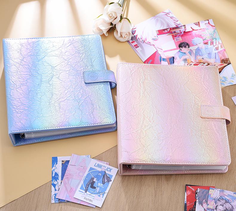 Premium Gradient Laser A5 Photocard Binder PU Leather Magnetic photo album for K-Pop Photocards, Polaroid, Postcard Collection