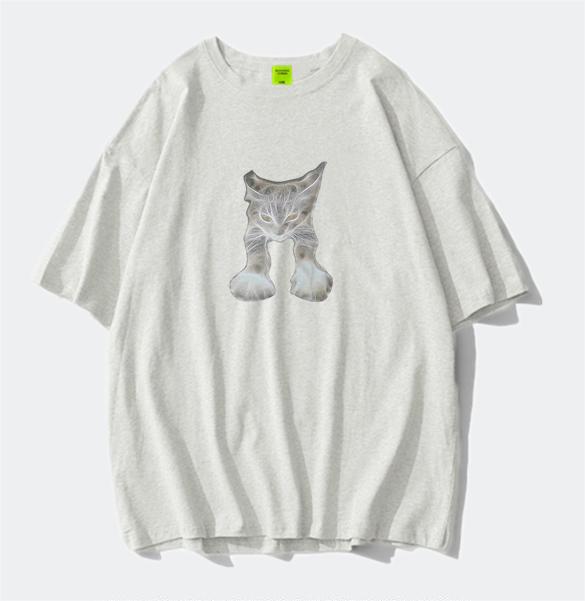 Large size pure cotton American front shoulder short-sleeved t-shirt women's summer niche design sense high street loose top and clothing ins trendy