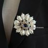 Elegant Blue Glaze Pearl Brooch: French Retro Style, High-Grade, Versatile Fashion Pin for Women