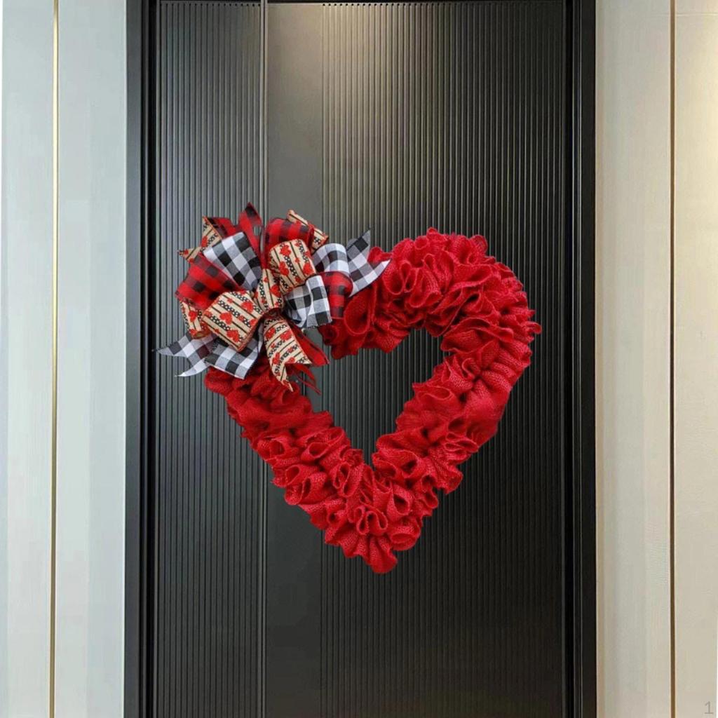 Heart Wreath Versatile Front Door Decoration for Engagement Celebration Wall Style A