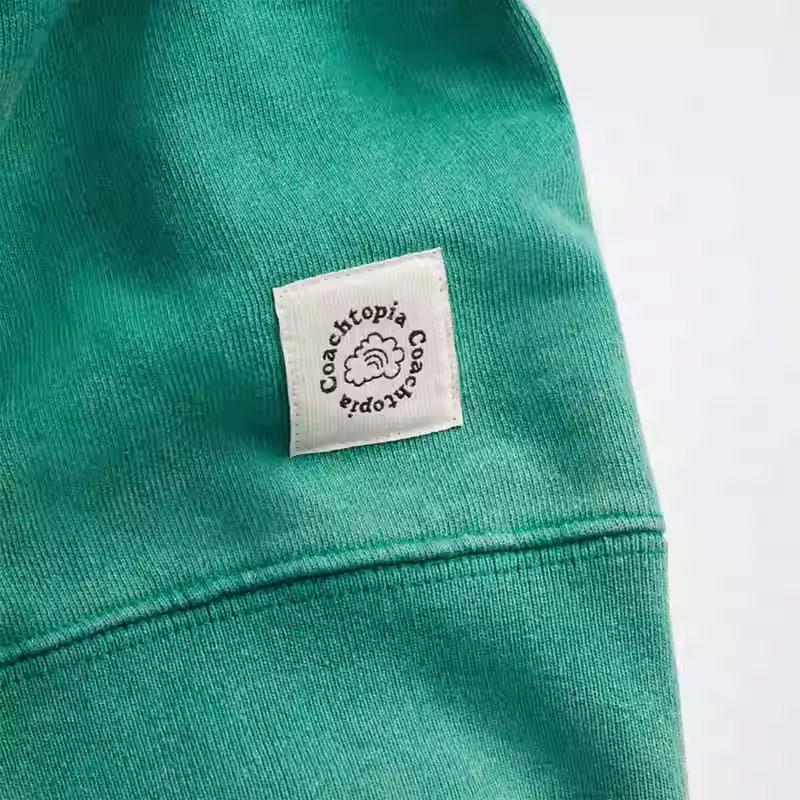 Coach FW23 Washed Hooded Printed Long Sleeve Sweatshirt Unisex sweatshirt Green CN987-GRU