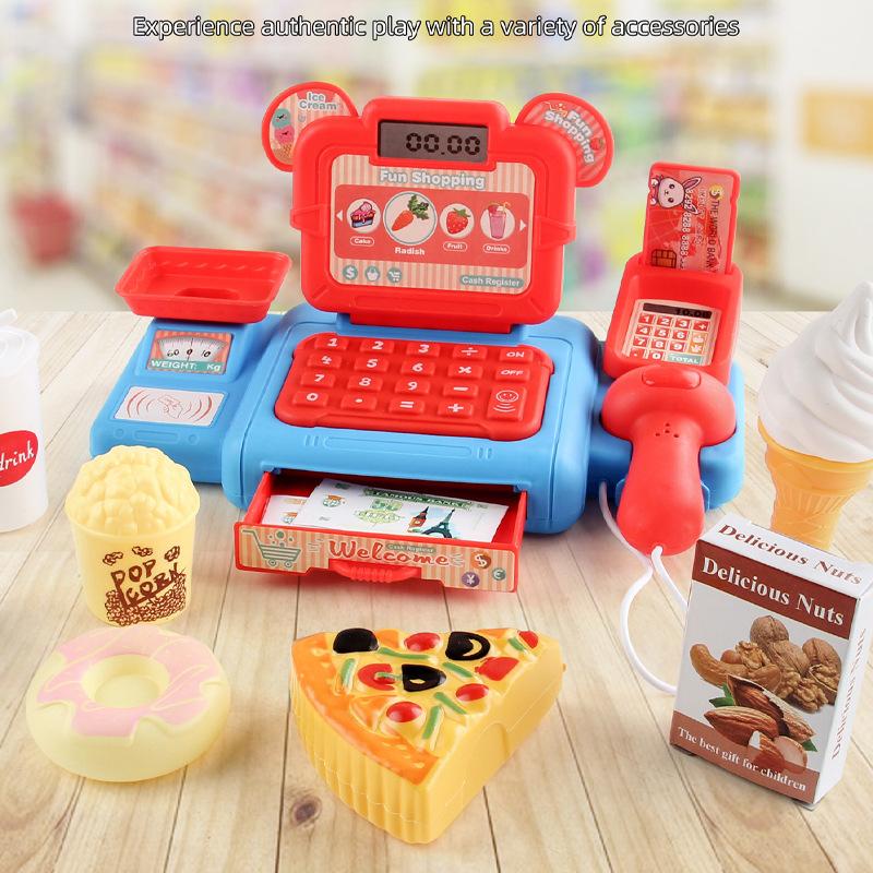 1 Set Juguetes de Cajero de Compras Kit de Juego de Roles Para Niños Caja Registradora Juego de Supermercado Juguete de Caja con Sonido y Luz