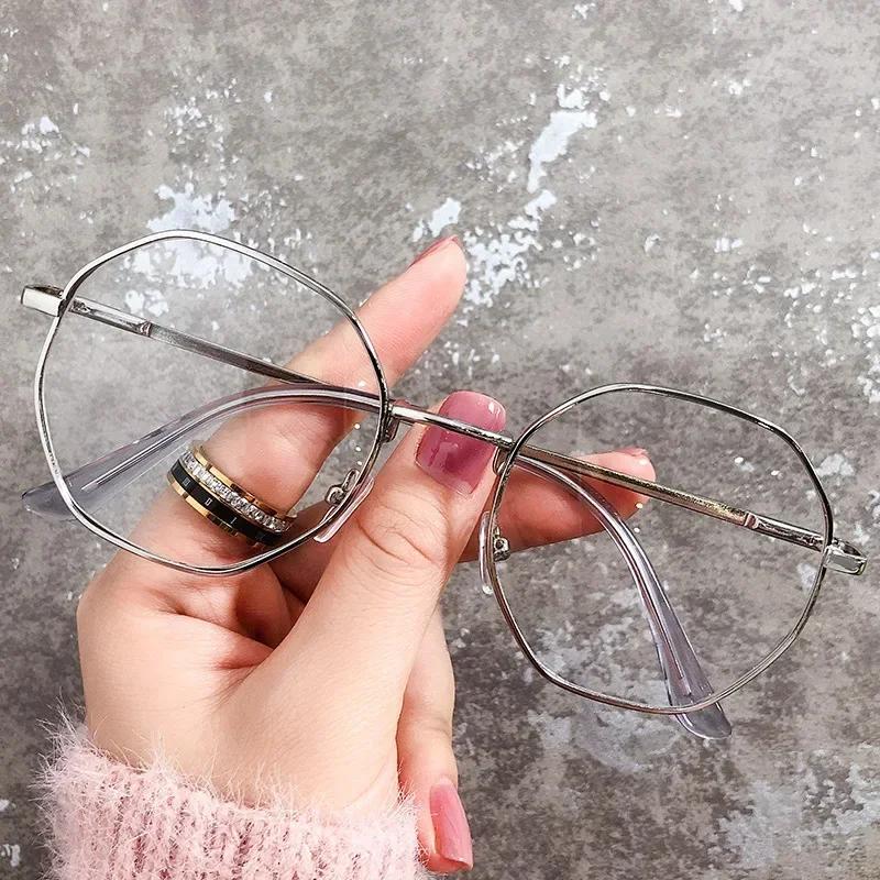 Myopia Glasses For Women Men Retro Blue Light Blocking Computer Glasses Polygon Metal Thin Frame Optical Eyeglasses 0 To -600