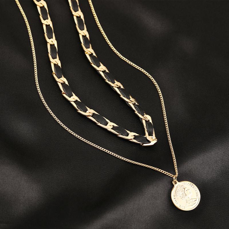 

Черное модное плетеное колье-чокер из титановой стали для женщин с геометрическими элементами