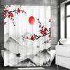 Chinese Ink Painting Landscape Plum Blossom Asian Shower Curtain, Bathroom Decorative Shower Curtain, Waterproof Shower Curtain