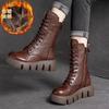 Martin boots fleece thickened large cotton medium boots thick-soled snow boots women's single boots