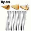 8/12-Piece Stainless Steel Cream Horn Molds, Heavy-Duty Baking Cones for Ice Cream Croissant Pastries, Non-Stick